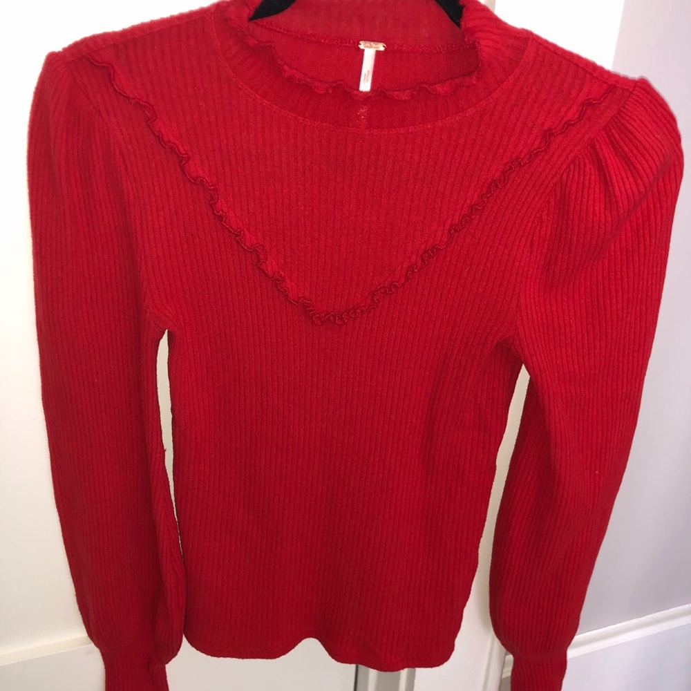 Free People red turtleneck